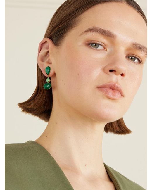 Jennifer Behr Green Quincy-Tone Malachite Earrings