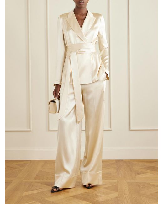 Joseph Natural Archer Belted Silk-Satin Jacket