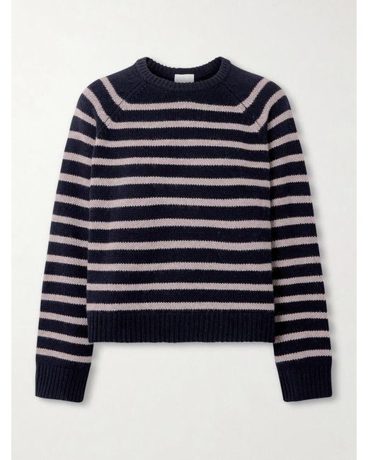 Allude Blue Striped Wool And Cashmere-Blend Sweater