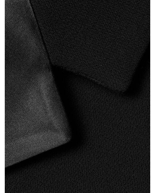 Sergio Hudson Black Double-Breasted Silk-Satin Trimmed Wool-Blend Blazer