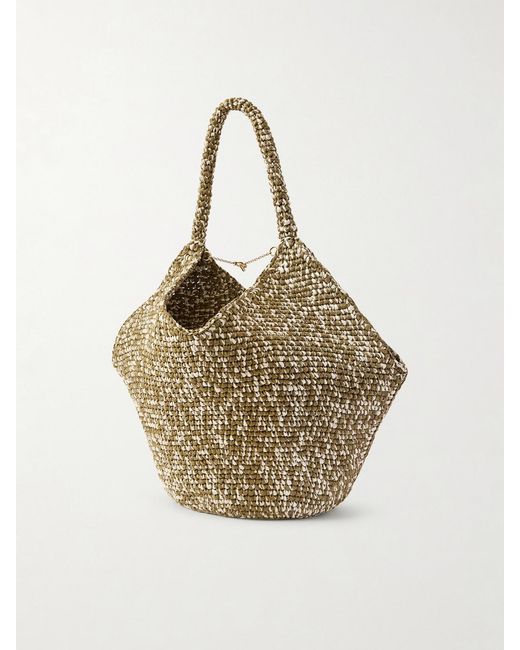 Khaite Metallic Lotus Medium Two-Tone Woven Tote