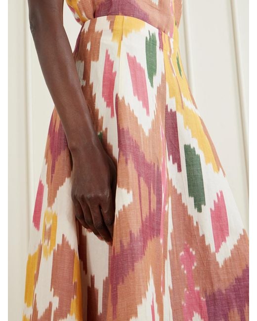 Emporio Sirenuse White Kika Printed Cotton And Linen-Blend Maxi Skirt