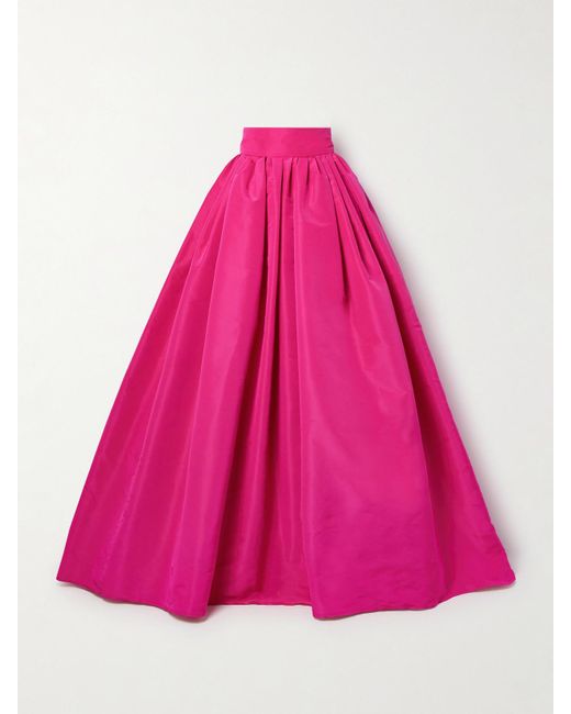 Carolina Herrera Pink Pleated Silk-Faille Maxi Skirt
