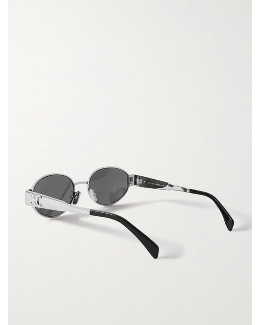 Lunettes De Soleil Ovales En Métal Et En Acétate Céline en coloris Metallic