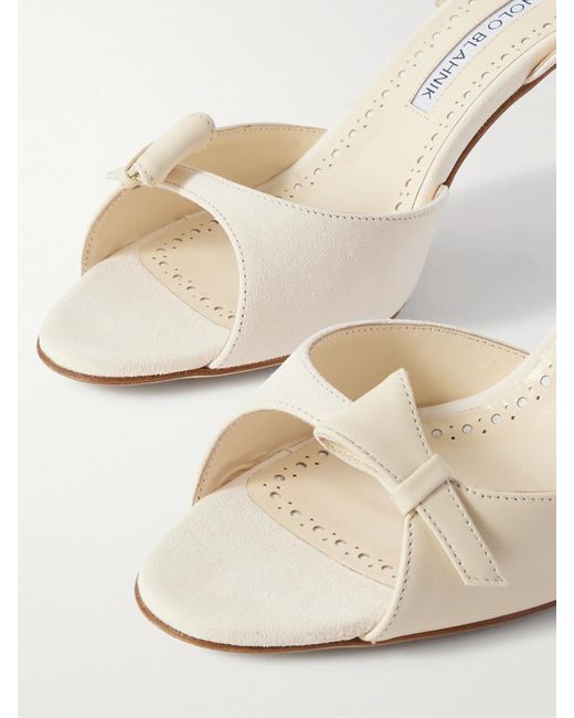 Manolo Blahnik Natural Limosan 70 Leather Sandals
