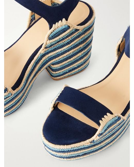 Gabriela Hearst Blue Dardis 100 Crocheted Suede Platform Sandals