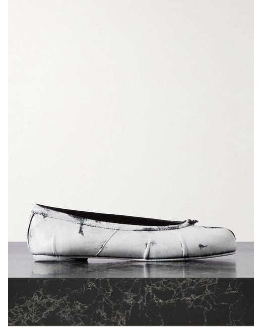 Maison Margiela White Tabi Split-Toe Painted Leather Ballet Flats