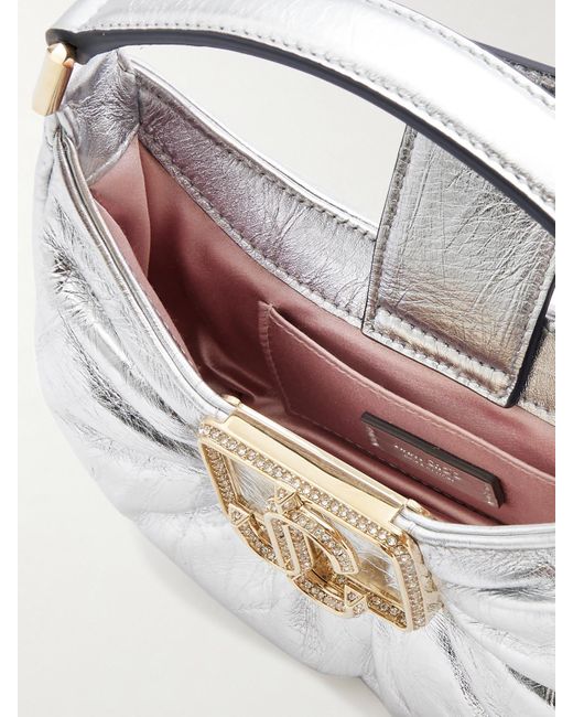 Jimmy Choo Metallic Edie Mini Schultertasche Aus Satin Mit Verzierungen