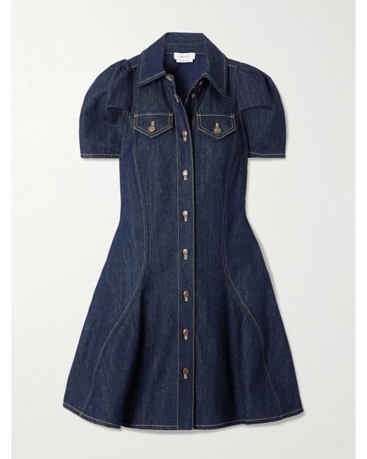 Alexander McQueen Blue Paneled Denim Mini Dress