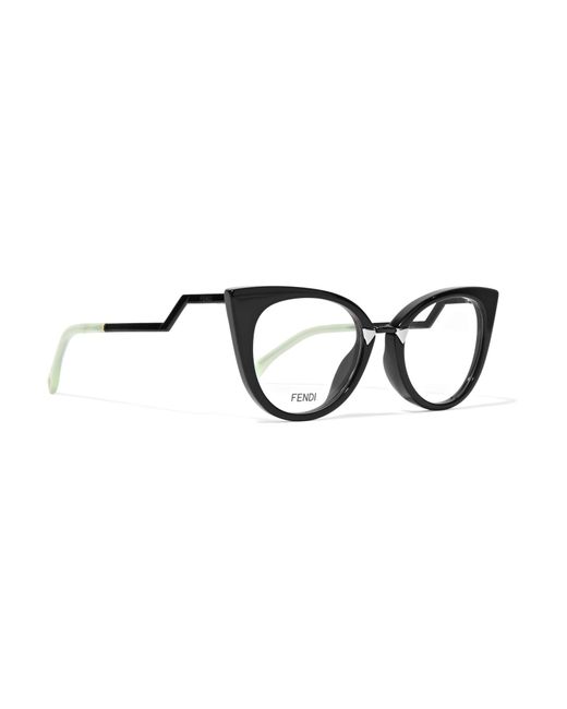 Fendi Cat-eye Acetate And Silver-tone Optical Glasses in Black