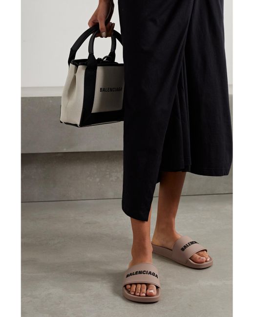 Balenciaga Natural Piscine Logo-Embossed Rubber Slides