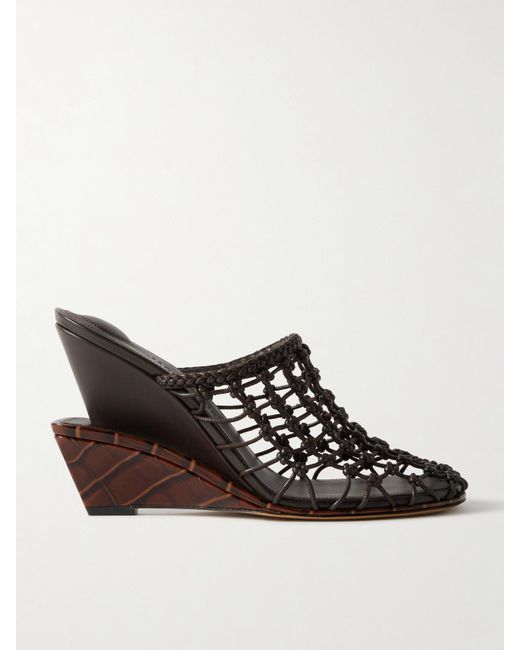 Jacquemus Black Double Tressées Knotted Leather Wedge Mules