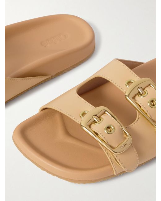 Chloé Natural Buckled Leather Sandals