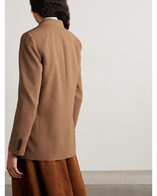 Ralph Lauren Brown Harlee Double-Breasted Crepe Blazer