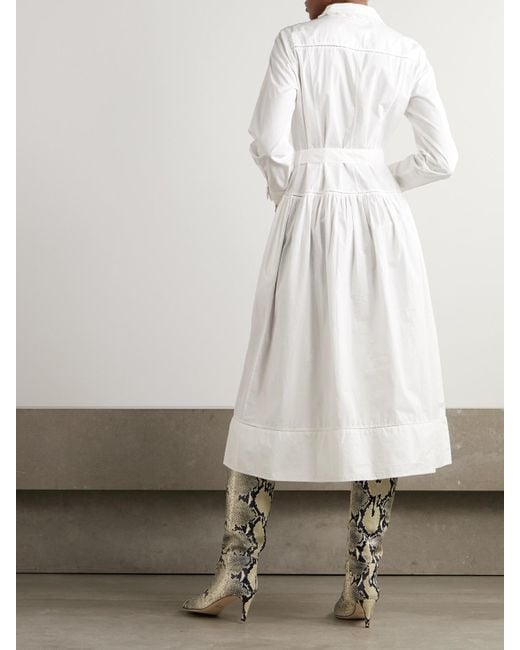 Ulla Johnson White Ariane Midikleid Aus Baumwollpopeline Mit Häkelbesätzen Und Bindegürtel