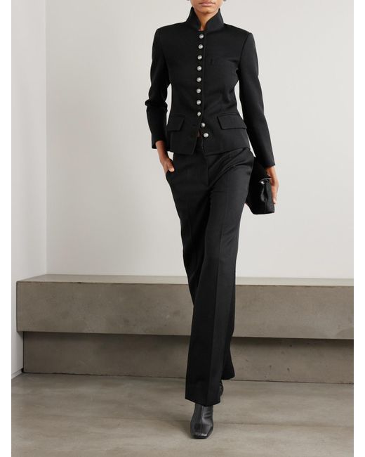 Emporio Sirenuse Black Tolly Embellished Wool-Twill Jacket