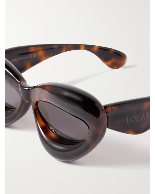 Loewe Black Inflated Cat-Eye Tortoiseshell Acetate Sunglasses