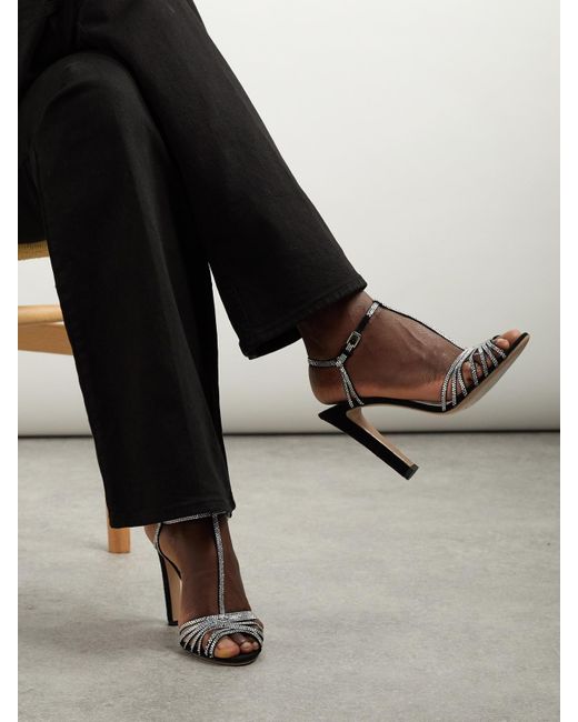 Tom Ford Black Crystal-Embellished Suede Sandals
