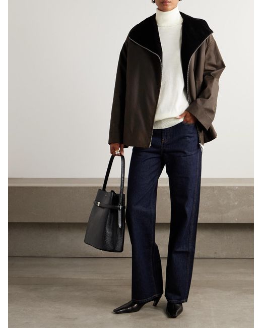 Veste En Coton Biologique Ciré À Finitions En Velours Côtelé Totême  en coloris Black