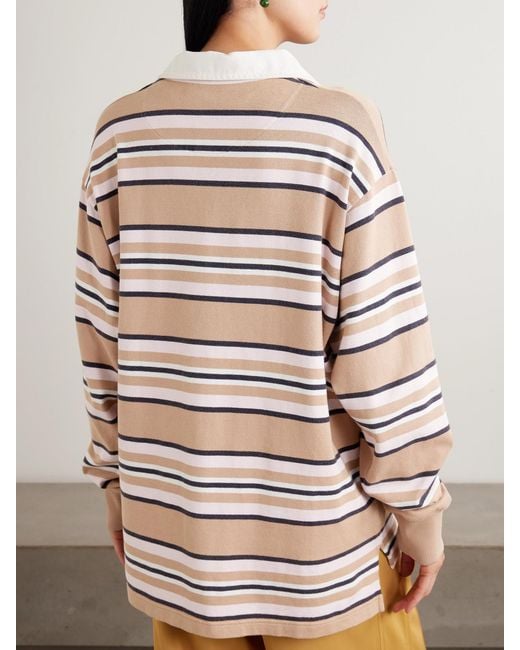 Sanderlak Natural Striped Cotton-Jersey Polo Shirt