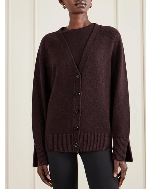 Maria McManus Purple Open-Back Bow-Detailed Cashmere And Cotton-Blend Cardigan