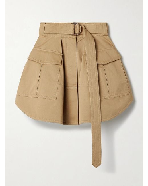 Zimmermann Natural Illuminate Cargo Belted Cotton-Twill Mini Skirt
