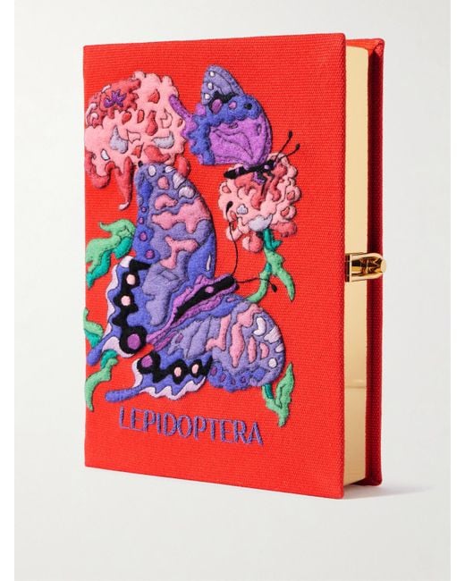 Olympia Le-Tan Lepidoptera Embroidered Appliquéd Canvas Clutch