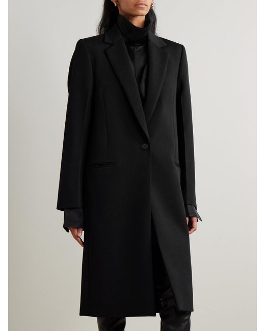 Totême  Black Garderob Grain De Poudre Wool-Blend Coat