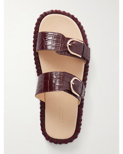 Gabriela Hearst Red Sage Croc-Effect Leather Flats