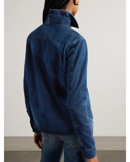 Loewe Blue Pussy-Bow Denim Shirt