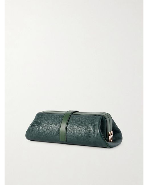 Gabriela Hearst Green Paola Textured-Leather Clutch