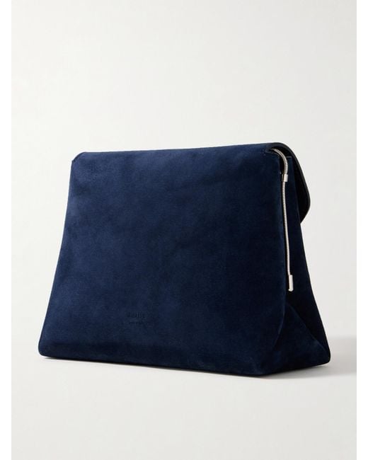 Khaite Blue Bobbi Suede Shoulder Bag