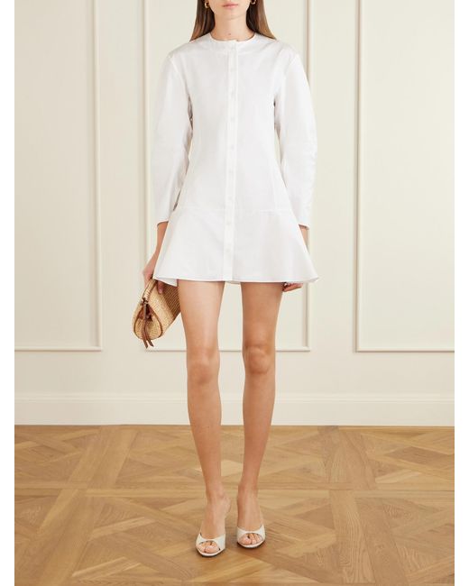LIBEROWE White Cotton-Poplin Mini Shirt Dress