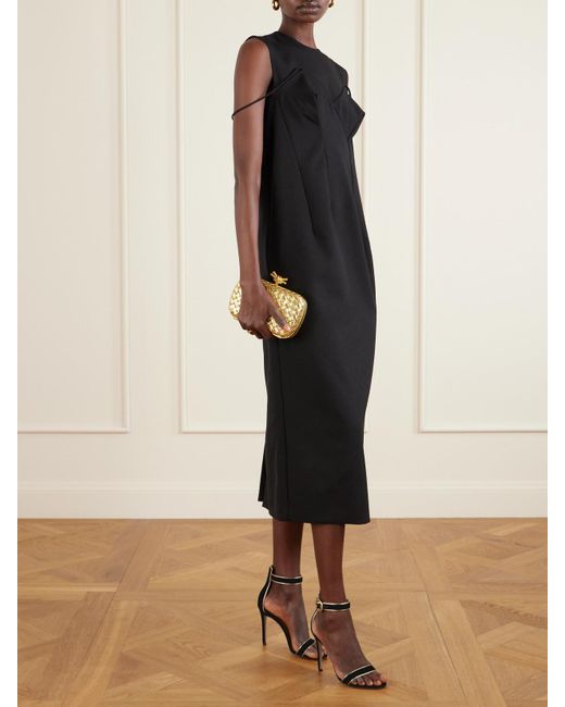 Gianvito Rossi Black Portofino 105 Metallic Leather-Trimmed Velvet Sandals