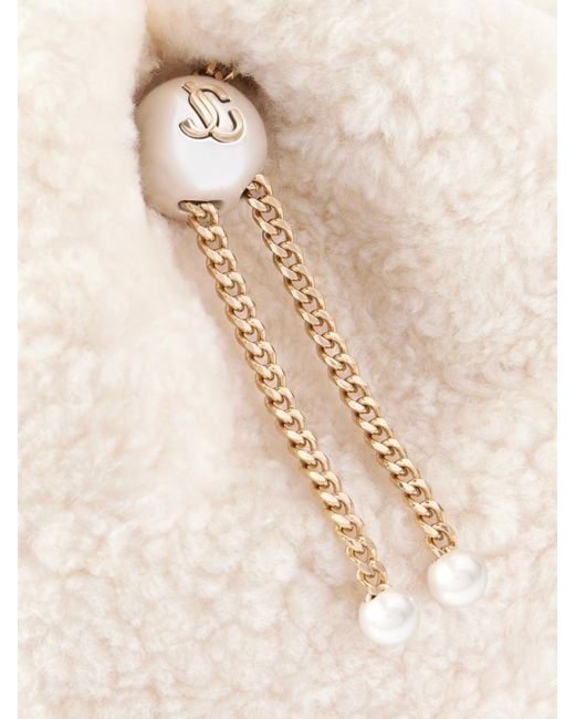 Jimmy Choo Natural Bon Bon Beuteltasche Aus Shearling Mit Kunstperlen