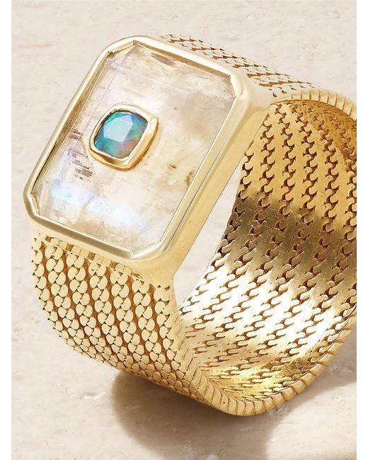 Pascale Monvoisin Natural Anton N°2 Ring Aus 9 Karat Mit Mondstein Und Opal