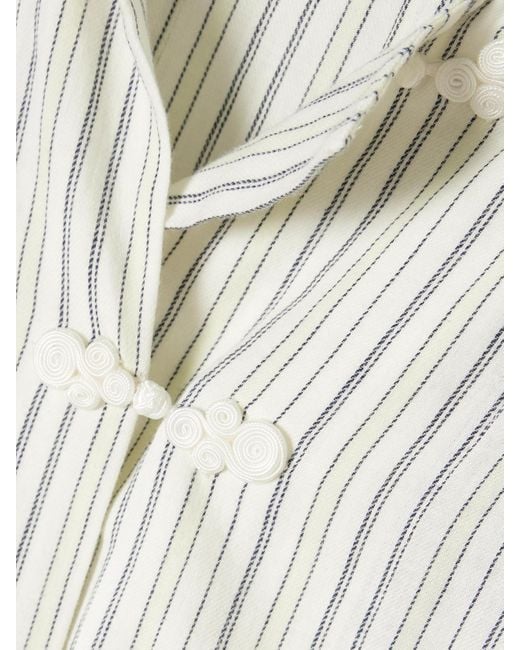 Bode White Electric Appliquéd Striped Cotton-Flannel Blouse