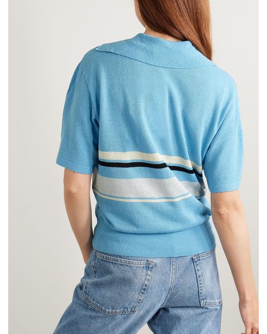 Christopher Esber Blue Striped Knitted Polo Shirt
