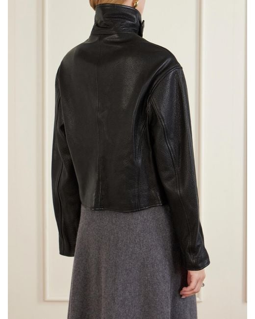 Nour Hammour Black Varda Full-Grain Leather Jacket