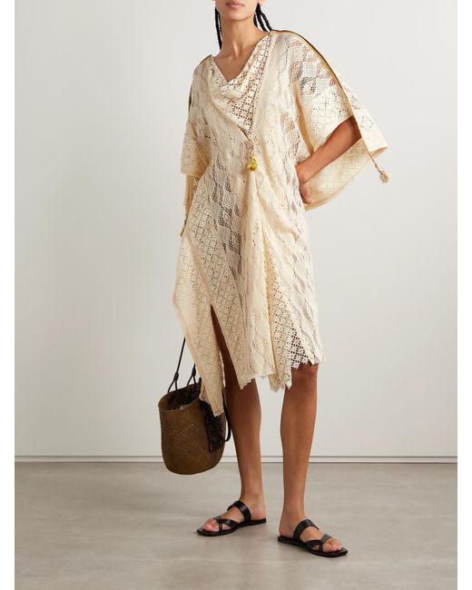 Thank You Have A Good Day Natural Tasseled Lace Kaftan