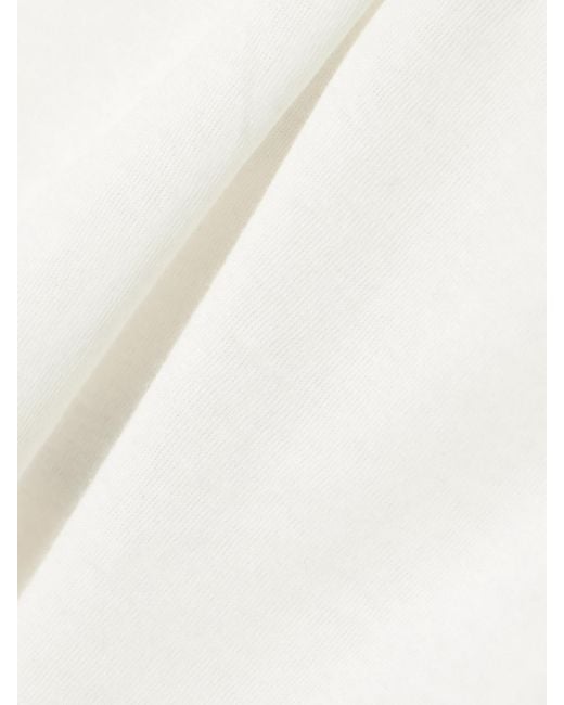 Deiji Studios White Flounce Shirred Cotton And Wool-Blend Top