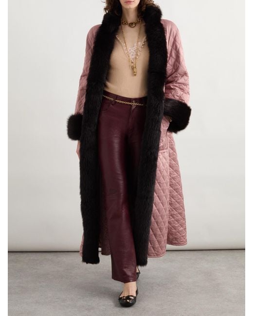 Chloé Pink Shearling-Lined Quilted Shell Coat