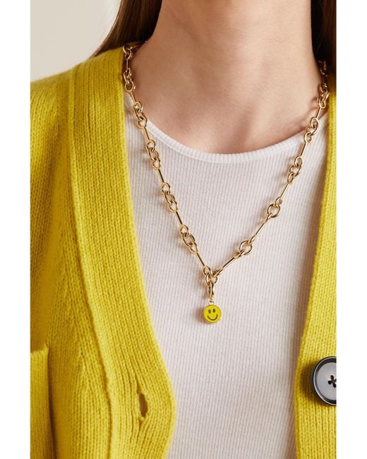 Collier En Or 14 Carats (585/1000) Émail Et Cuir Lauren Rubinski en coloris White