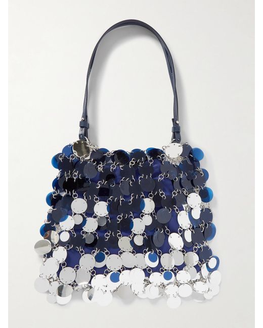 Sac À Main En Faille À Finitions En Cuir Et À Sequins Sparkle Rabanne en coloris Blue