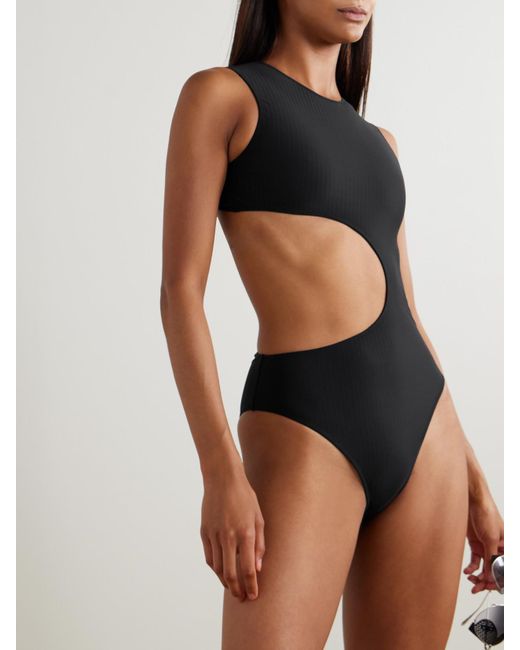 Alaïa Black Cutout Ribbed Swimsuit