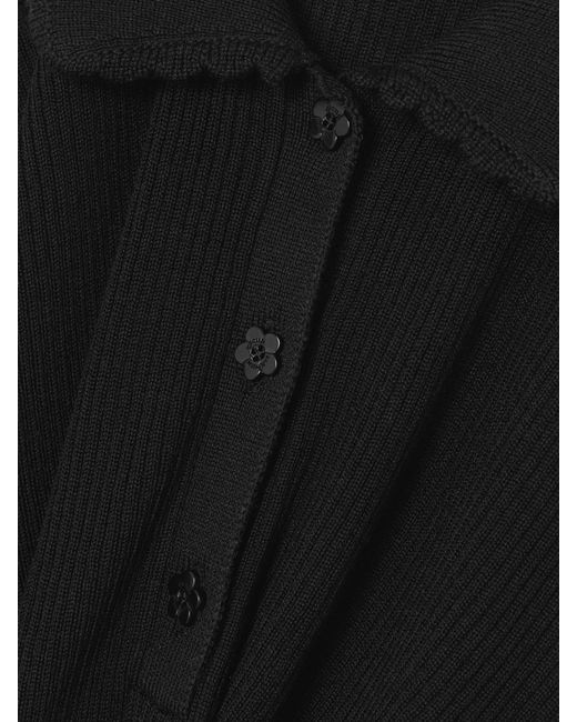 CECILIE BAHNSEN Black Botka Ribbed Merino Wool Mini Dress