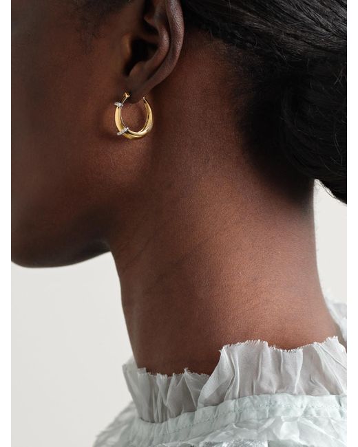 L'Atelier Nawbar Natural Buoy 18-Karat And Rhodium-Plated Diamond Hoop Earrings