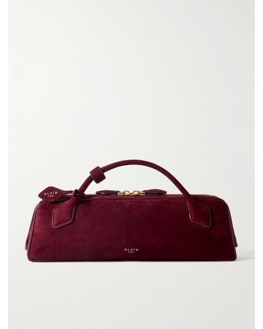 Alaïa Purple Le Teckel Leather-Trimmed Suede Clutch