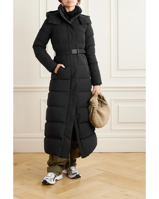 Mackage Black Net Sustain Calina-City Belted Hooded Quilted Recycled-Shell Down Coat