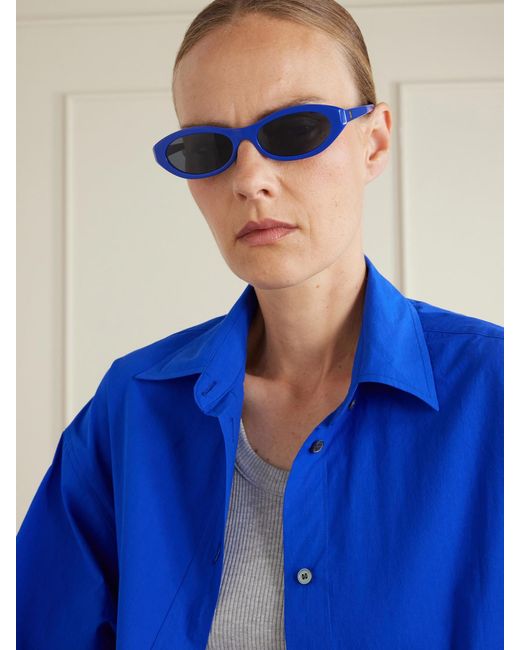 Céline Blue Triomphe Mini Oval-Frame Acetate Sunglasses
